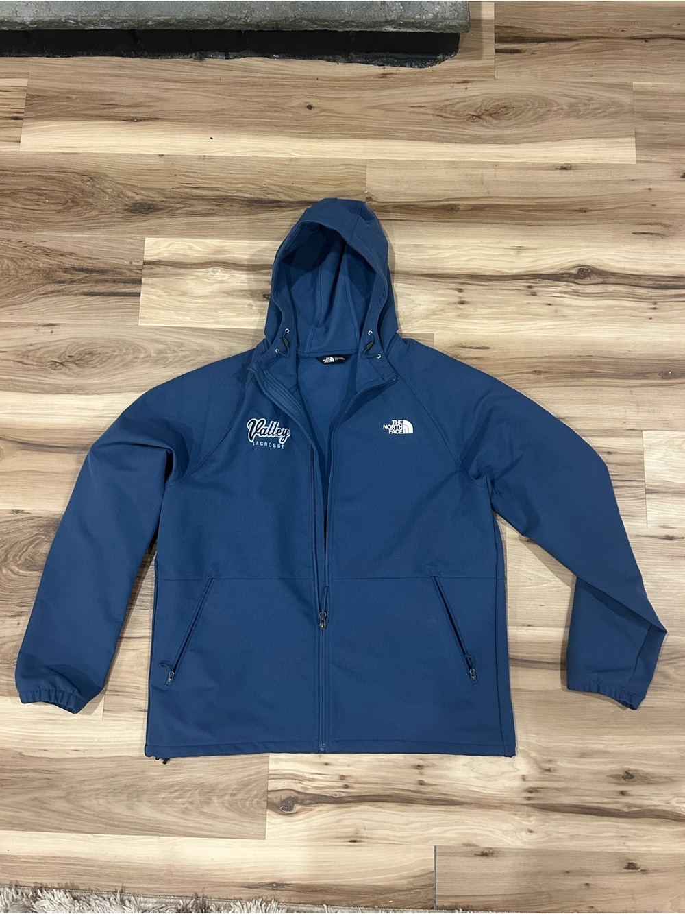 Valley Lacrosse North Face Men's Blue Hooded Softshell Jacket